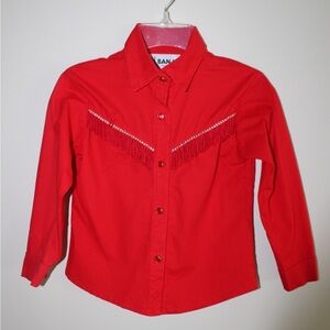 Banjo Dallas, Texas Vintage Children’s Red Western Riding Shirt Size 6/6X